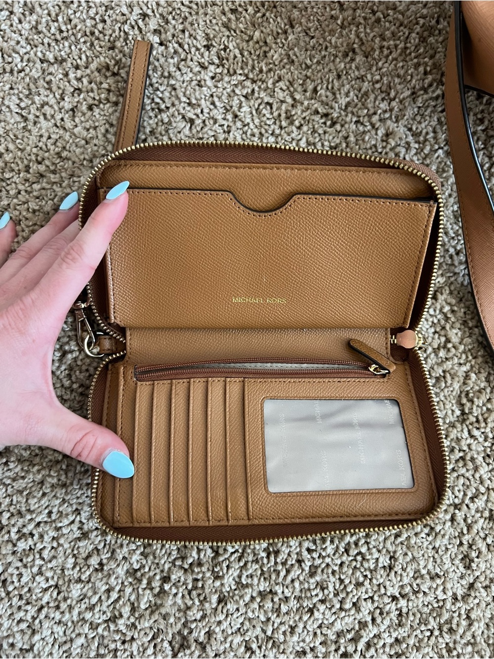 Michael Kors Cognac Brown Leather Purse & Matching Wallet - Picture 3 of 11